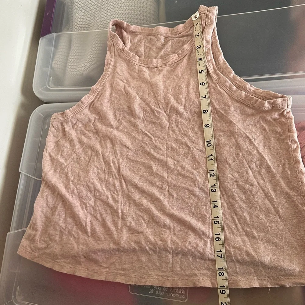 Lou & Grey 100% Linen High Neck Tank Top Size Large Breathable Lightweight - Picture 5 of 7